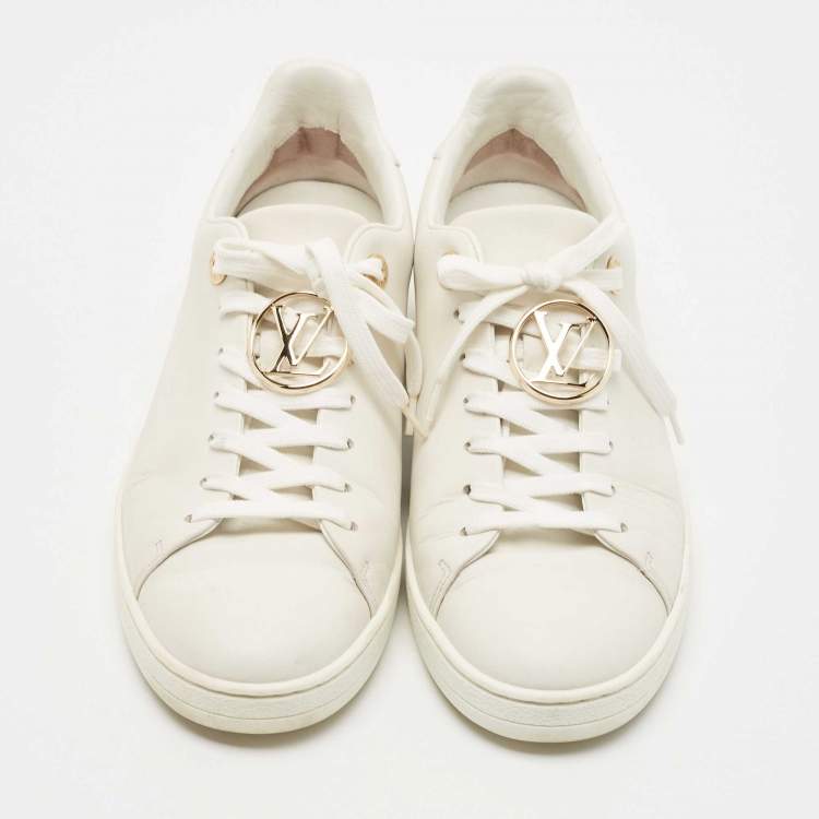 Pre Owned Louis Vuitton White Leather Frontrow Low Top Sneakers Size 37