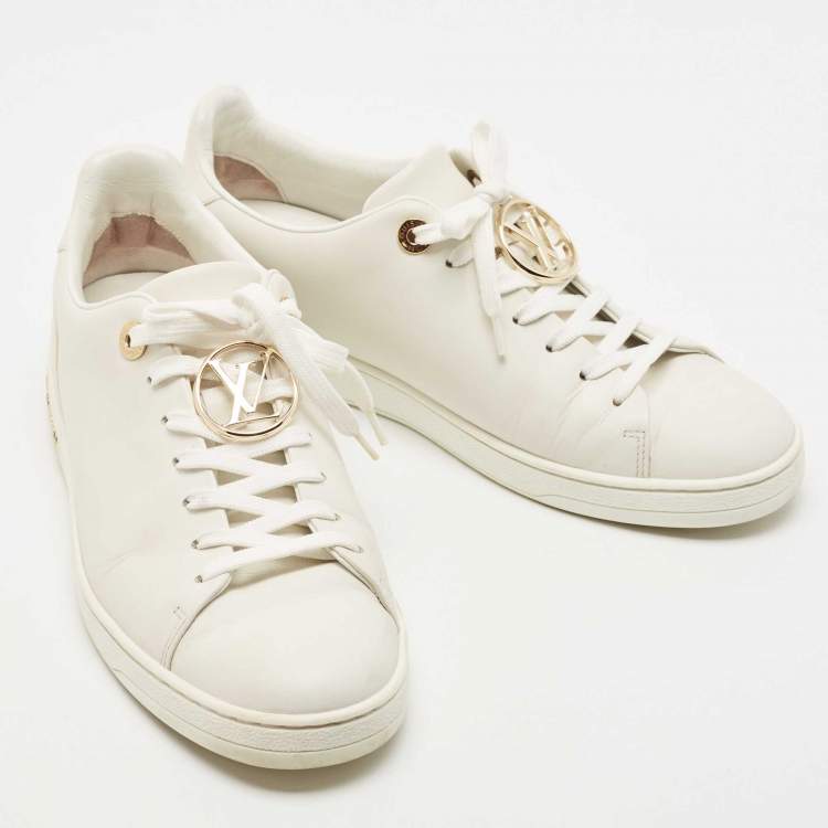 Pre Owned Louis Vuitton White Leather Frontrow Low Top Sneakers Size 37