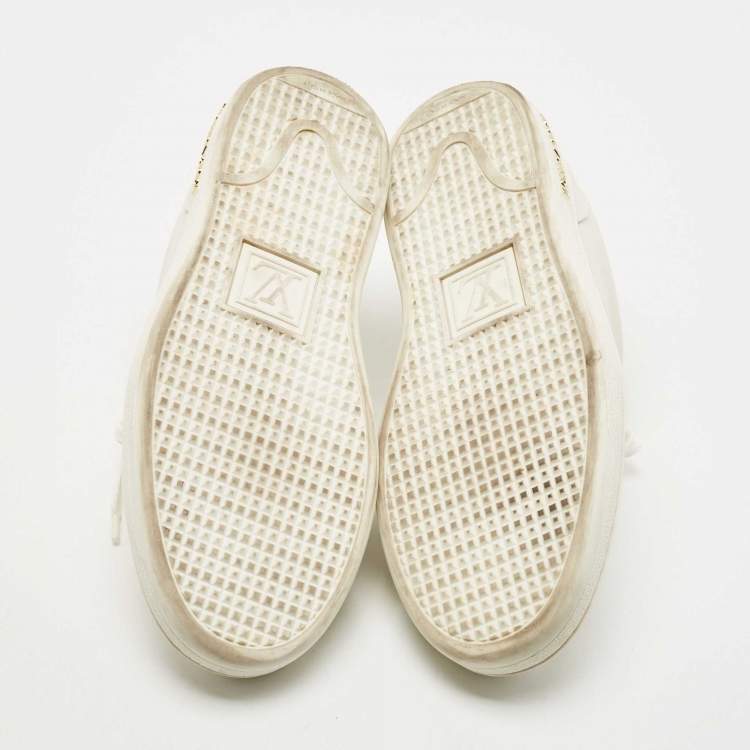 Pre Owned Louis Vuitton White Leather Frontrow Low Top Sneakers Size 37