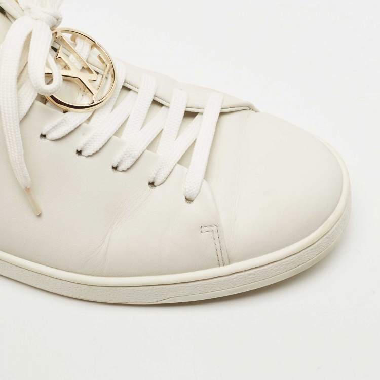 Pre Owned Louis Vuitton White Leather Frontrow Low Top Sneakers Size 37