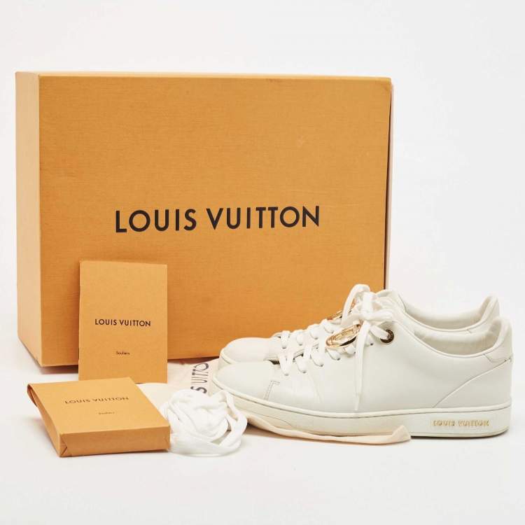 Pre Owned Louis Vuitton White Leather Frontrow Low Top Sneakers Size 37