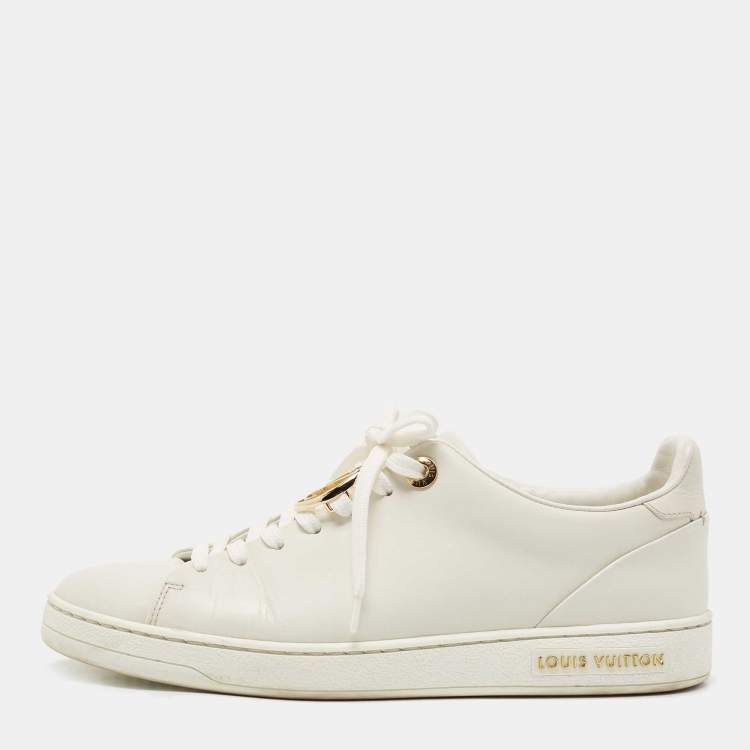 Louis Vuitton White Leather And Monogram Canvas Frontrow Low Top Sneakers  Size 37 Louis Vuitton