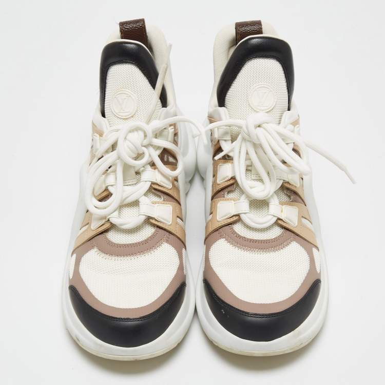 Pre Owned Louis Vuitton Tricolour Mesh and Leather Archlight High Top Sneakers Size 39