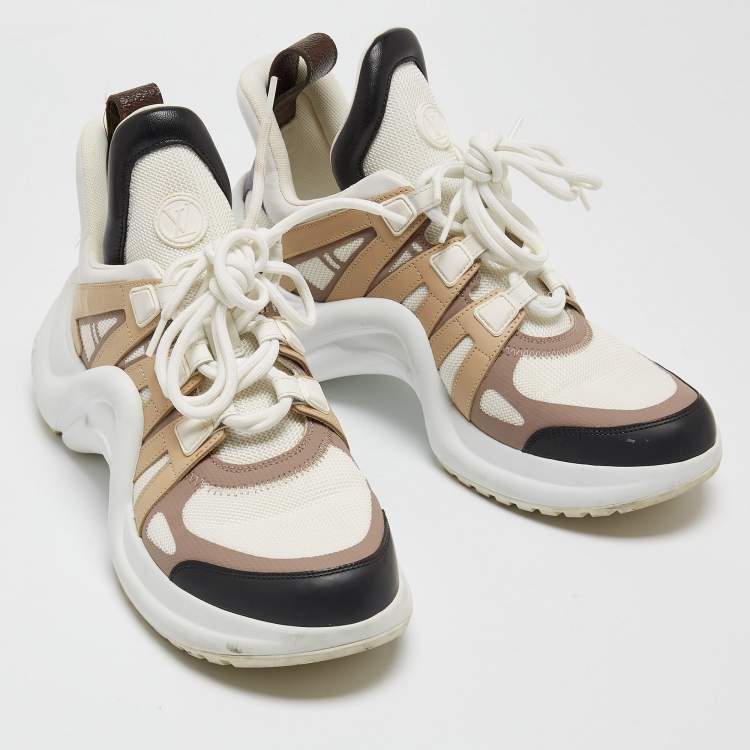 Pre Owned Louis Vuitton Tricolour Mesh and Leather Archlight High Top Sneakers Size 39