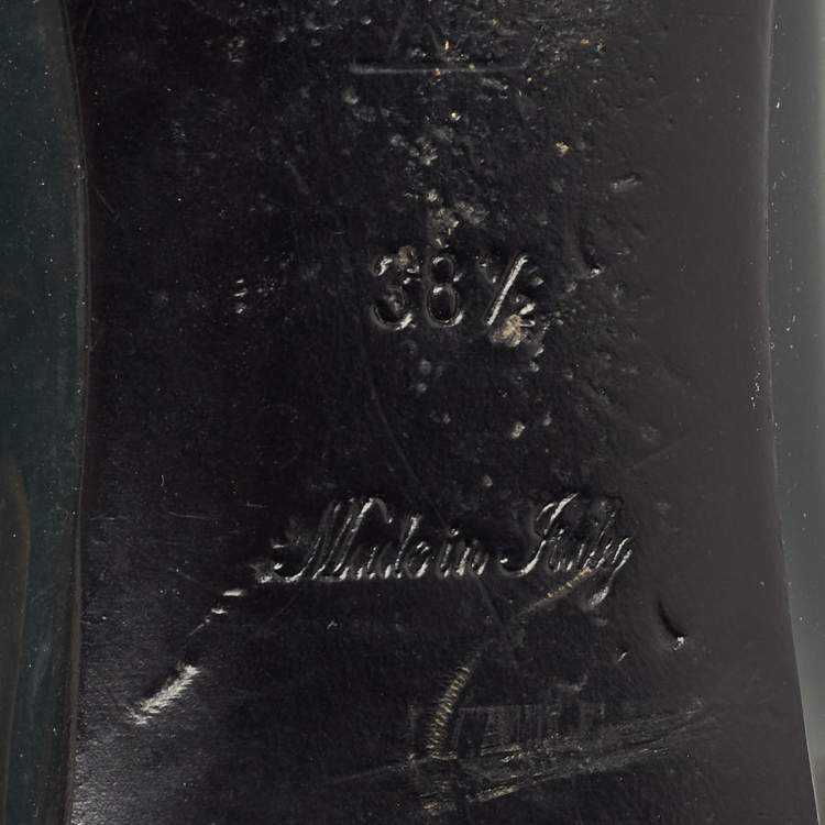 Pre Owned Louis Vuitton Dark Green Patent Leather Ballet Flats Size 38.5