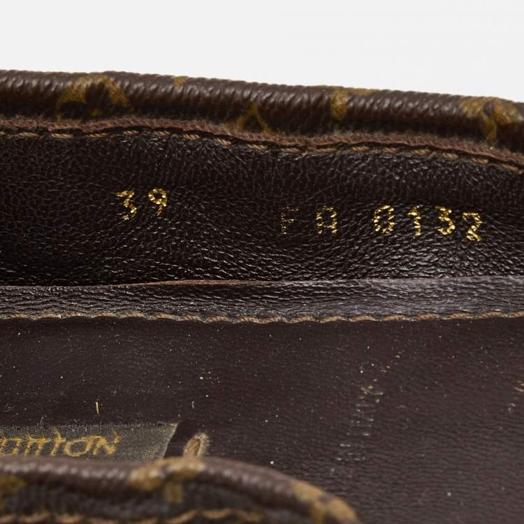 Pre Owned Louis Vuitton Brown Monogram Canvas and Leather Cap Toe Dice Ballet Flats Size 39