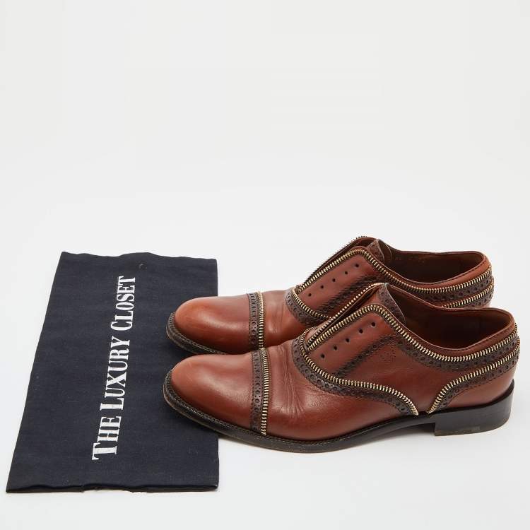 Pre Owned Louis Vuitton Brown Leather Tomboy Richelieu Oxfords Size 38