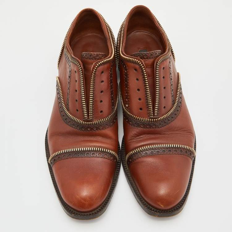 Pre Owned Louis Vuitton Brown Leather Tomboy Richelieu Oxfords Size 38
