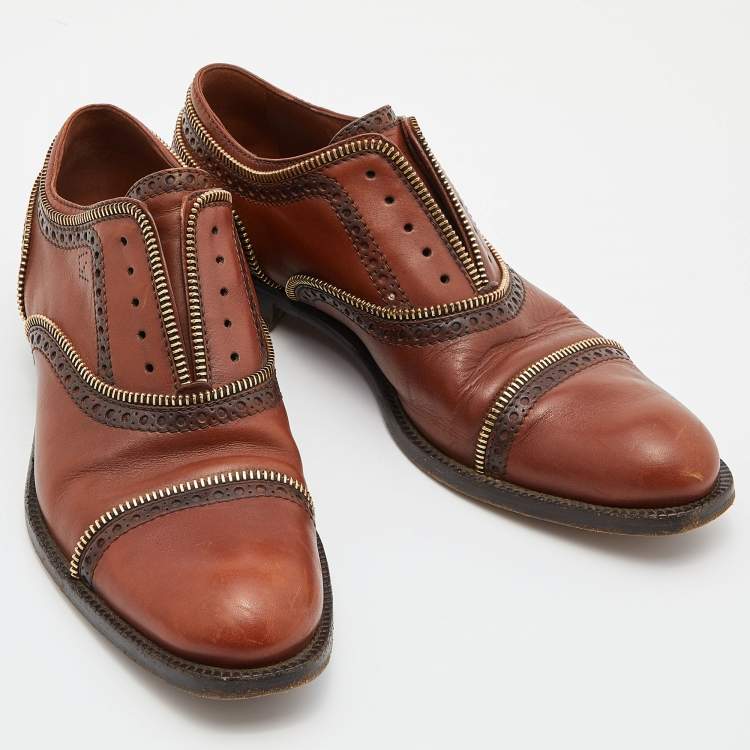 Pre Owned Louis Vuitton Brown Leather Tomboy Richelieu Oxfords Size 38