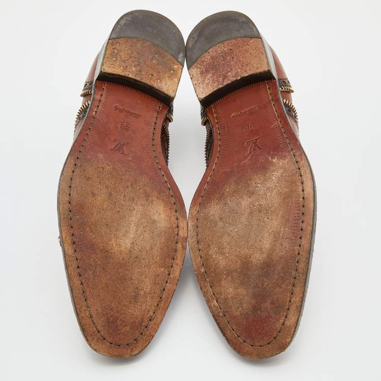 Pre Owned Louis Vuitton Brown Leather Tomboy Richelieu Oxfords Size 38