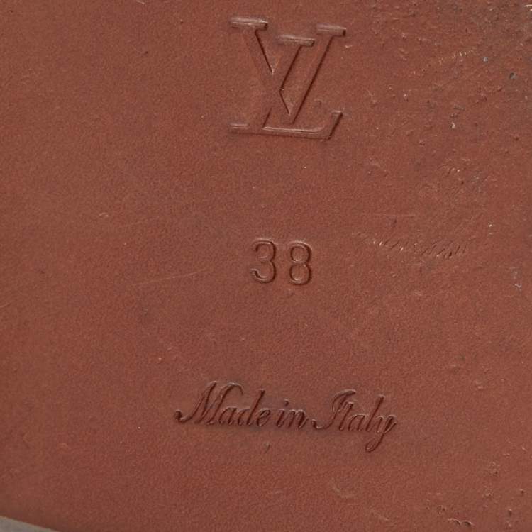 Pre Owned Louis Vuitton Brown Monogram Canvas and Leather Passenger Flat Sandals Size 38
