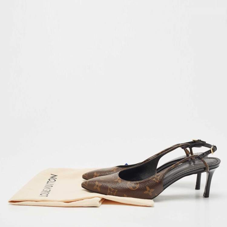 مملوكة مسبقًا Louis Vuitton Brown Monogram Canvas Chérie Slingback  Pumps Size 37.5