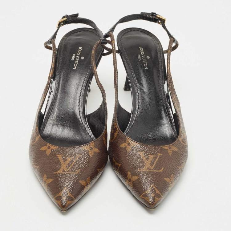 مملوكة مسبقًا Louis Vuitton Brown Monogram Canvas Chérie Slingback  Pumps Size 37.5