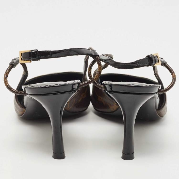 مملوكة مسبقًا Louis Vuitton Brown Monogram Canvas Chérie Slingback  Pumps Size 37.5