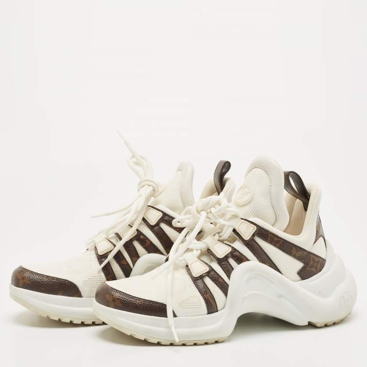 Louis Vuitton White/Brown Monogram Nylon, Leather Archlight Sneakers Size  38 Louis Vuitton
