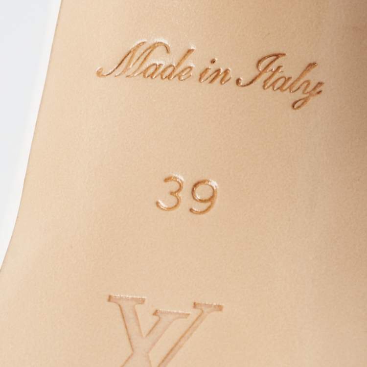 Pre Owned Louis Vuitton White/Brown Monogram Canvas and Leather Matchmake Ankle Strap Sandals Size 39
