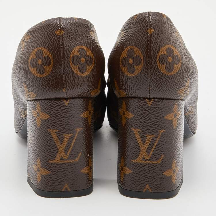 Pre Owned Louis Vuitton Monogram Canvas Madeleine Block Heel Pumps Size 36