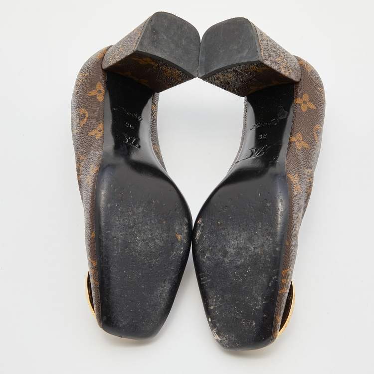 Pre Owned Louis Vuitton Monogram Canvas Madeleine Block Heel Pumps Size 36