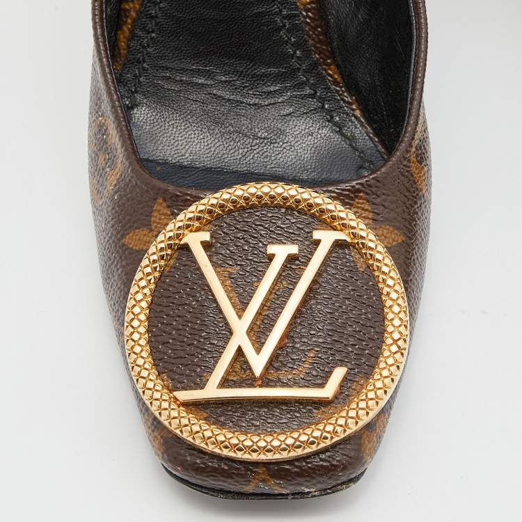 Pre Owned Louis Vuitton Monogram Canvas Madeleine Block Heel Pumps Size 36
