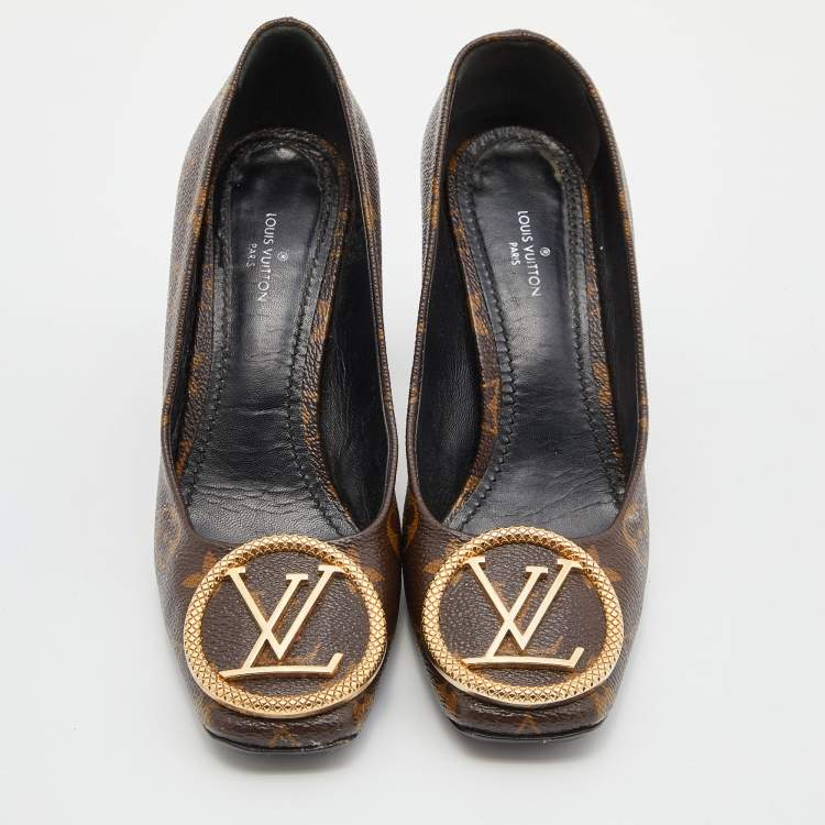 Pre Owned Louis Vuitton Monogram Canvas Madeleine Block Heel Pumps Size 36