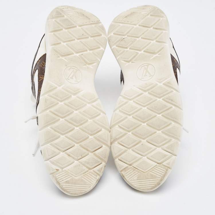 Pre Owned Louis Vuitton White Mesh and Monogram Canvas Aftergame Sneakers Size 38