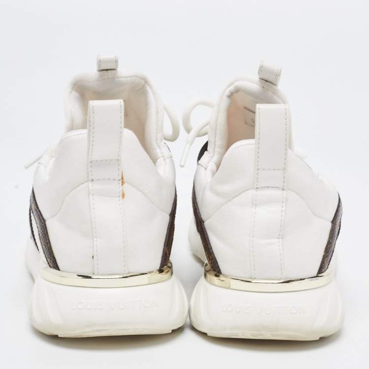 Pre Owned Louis Vuitton White Mesh and Monogram Canvas Aftergame Sneakers Size 38