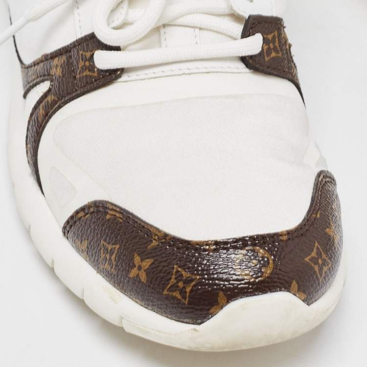 Pre Owned Louis Vuitton White Mesh and Monogram Canvas Aftergame Sneakers Size 38