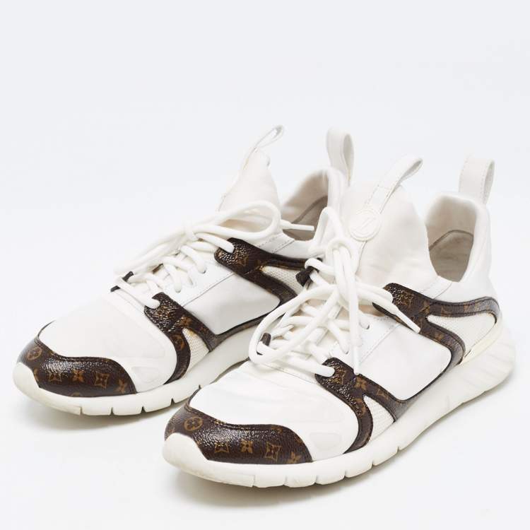 Louis Vuitton White Mesh and Monogram Canvas Aftergame Sneakers Size 38