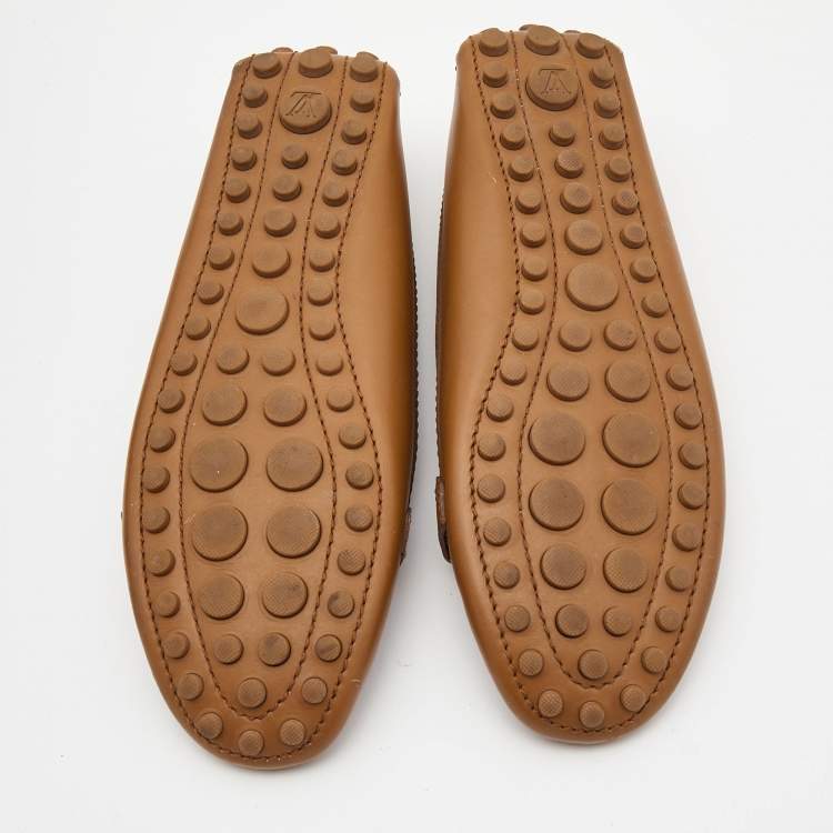 Pre Owned Louis Vuitton Brown Leather Dauphine Loafers Size 37.5