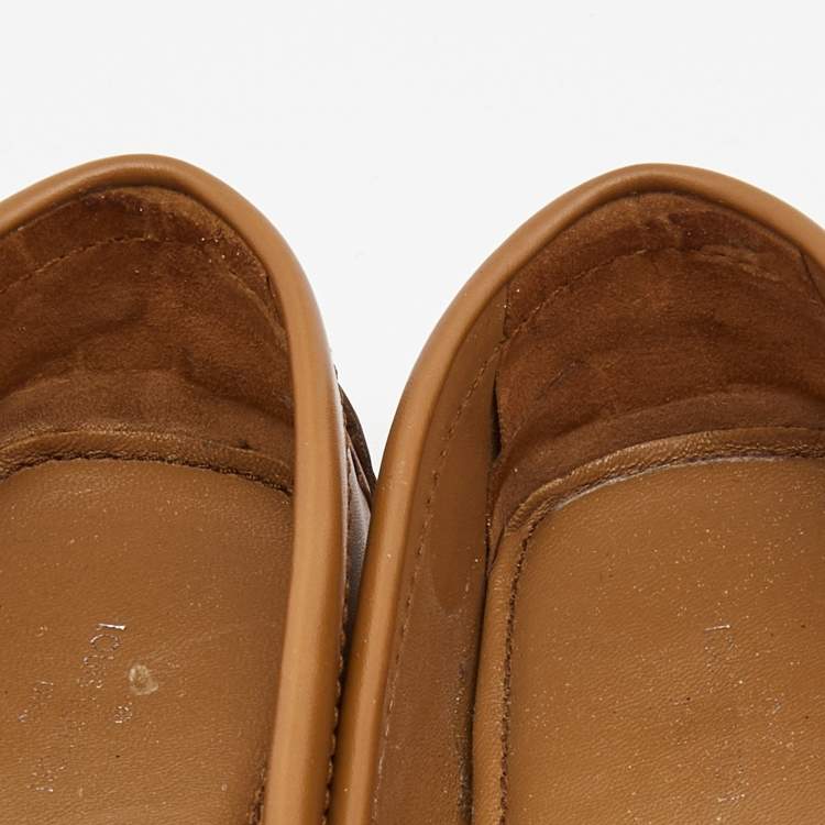 Pre Owned Louis Vuitton Brown Leather Dauphine Loafers Size 37.5