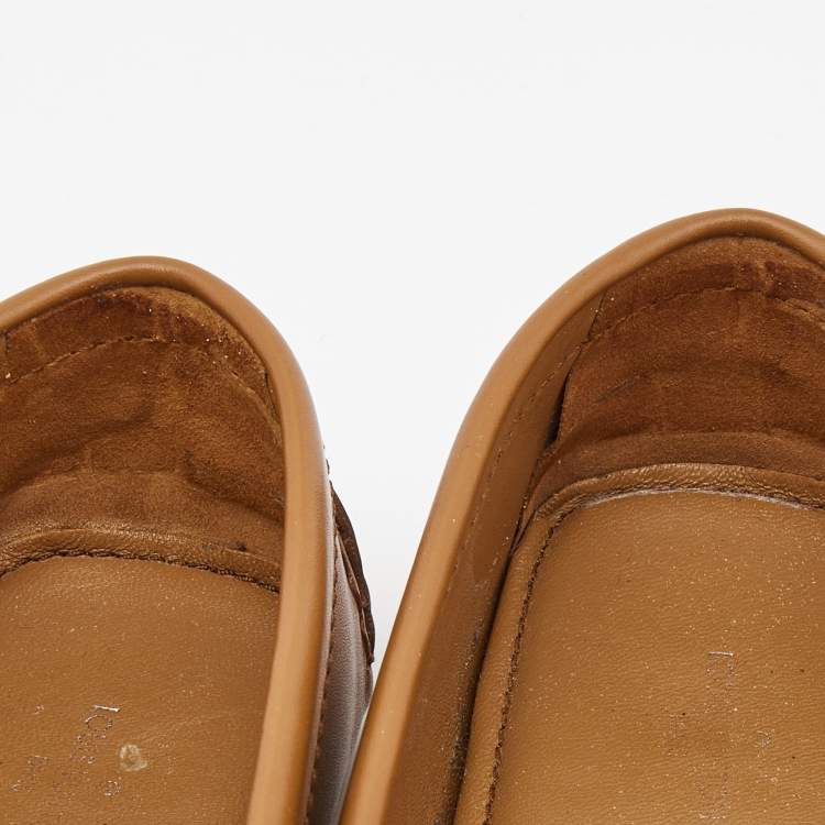 Pre Owned Louis Vuitton Brown Leather Dauphine Loafers Size 37.5