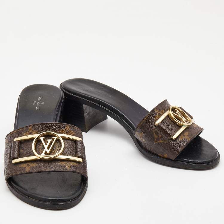 Pre Owned Louis Vuitton Brown Monogram Canvas Lock It Sandals Size 37