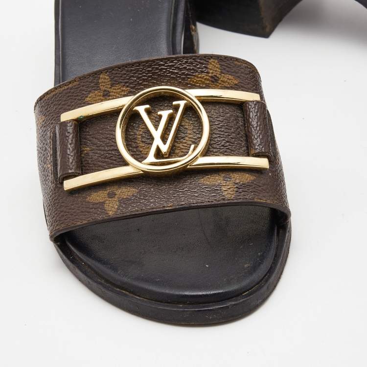 Pre Owned Louis Vuitton Brown Monogram Canvas Lock It Sandals Size 37