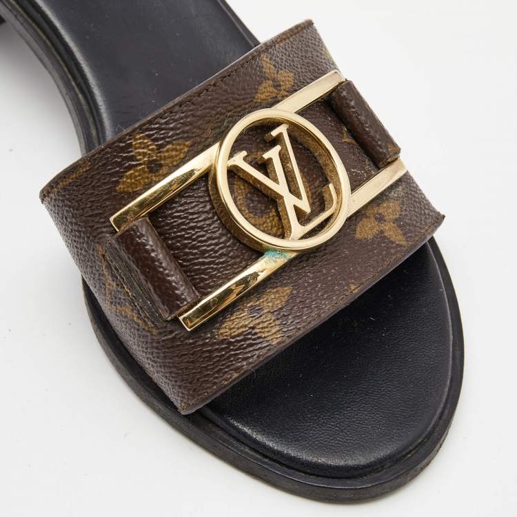Pre Owned Louis Vuitton Brown Monogram Canvas Lock It Sandals Size 37