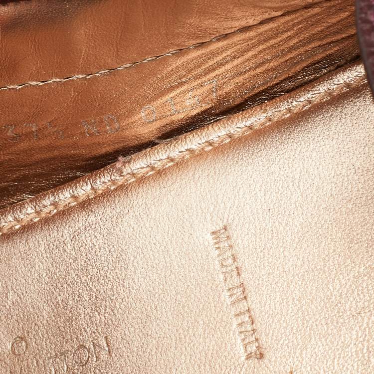 Pre Owned Louis Vuitton Burgundy Monogram Leather Gloria Loafers Size 37.5