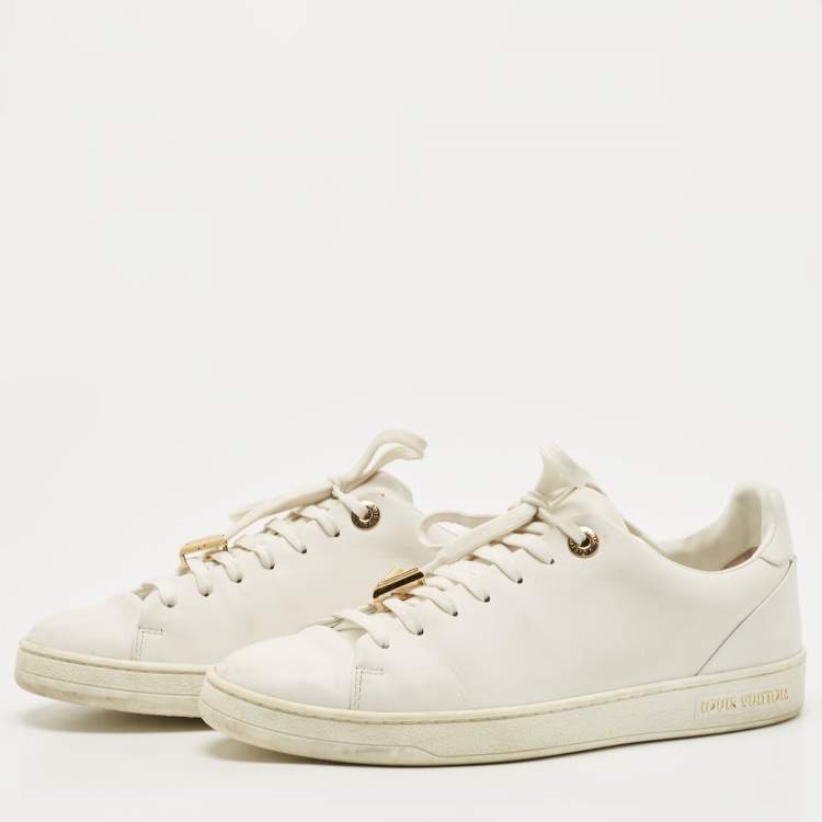 Louis Vuitton White Leather Frontrow Lace Up Sneakers Size 37