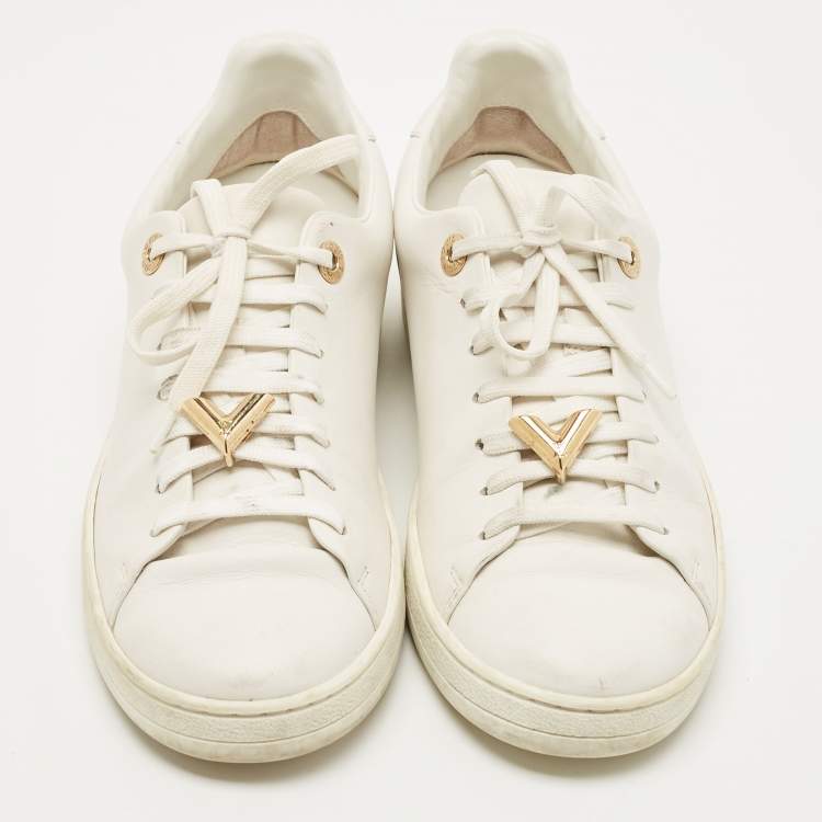 مملوكة مسبقًا Louis Vuitton White Leather Frontrow Low Top Sneakers Size 37.5