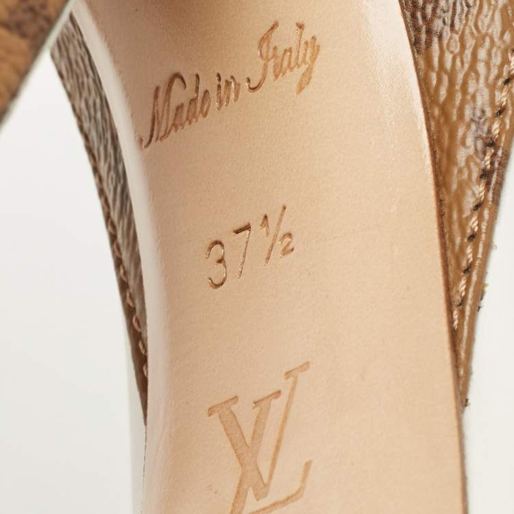 مملوكة مسبقًا Louis Vuitton White/Brown Monogram Canvas and Leather Rodeo QueenP Pumps Size 37.5