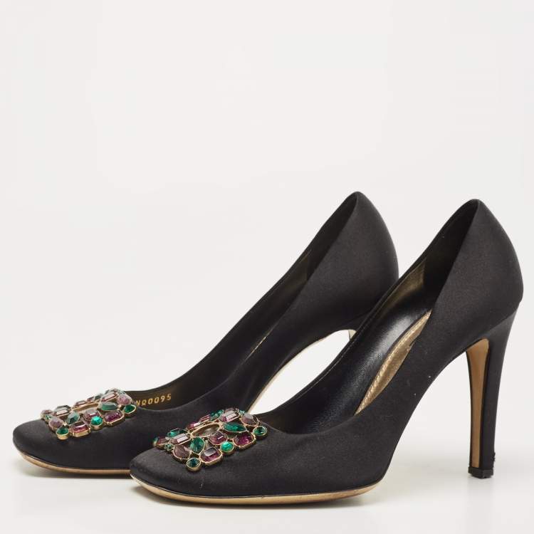 Louis Vuitton Crystal Embellished Square Toe Pumps