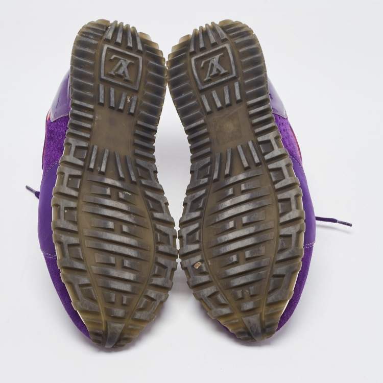 Pre Owned Louis Vuitton Purple Suede and Mesh Run Away  Sneakers Size 40
