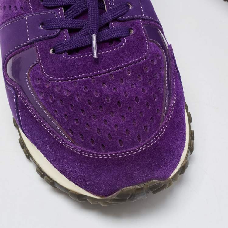 Pre Owned Louis Vuitton Purple Suede and Mesh Run Away  Sneakers Size 40