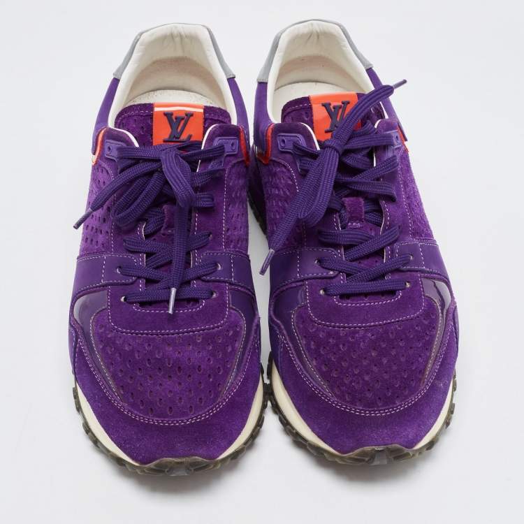 Pre Owned Louis Vuitton Purple Suede and Mesh Run Away  Sneakers Size 40