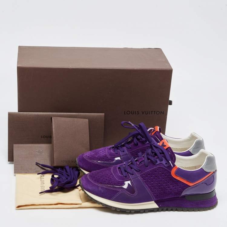 Pre Owned Louis Vuitton Purple Suede and Mesh Run Away  Sneakers Size 40