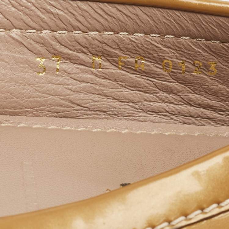 Pre Owned Louis Vuitton Beige Patent Leather Oxford Loafers Size 37