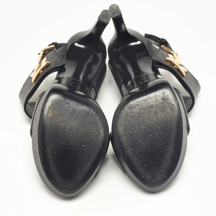 Pre Owned Louis Vuitton Black Leather Horizon Platform Sandals Size 37