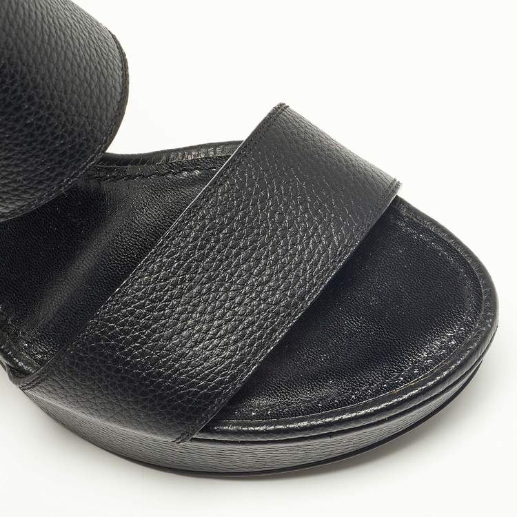 Pre Owned Louis Vuitton Black Leather Horizon Platform Sandals Size 37