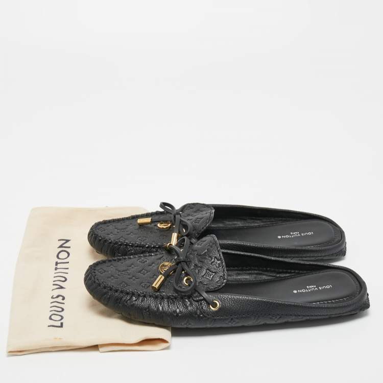 Pre Owned Louis Vuitton Black Leather Gloria Mules Size 39