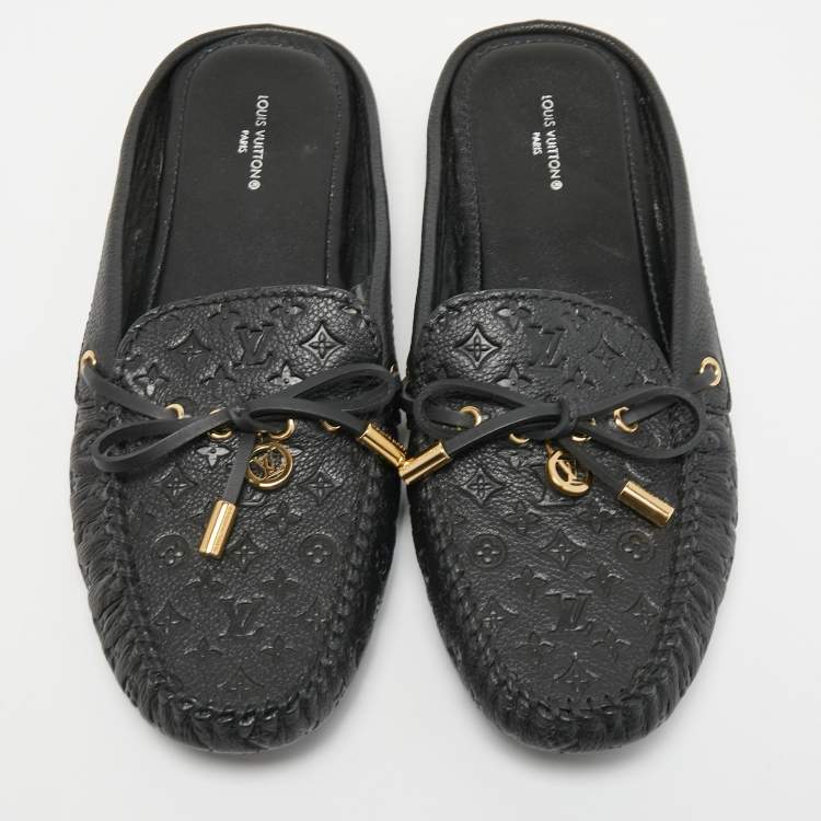 Pre Owned Louis Vuitton Black Leather Gloria Mules Size 39