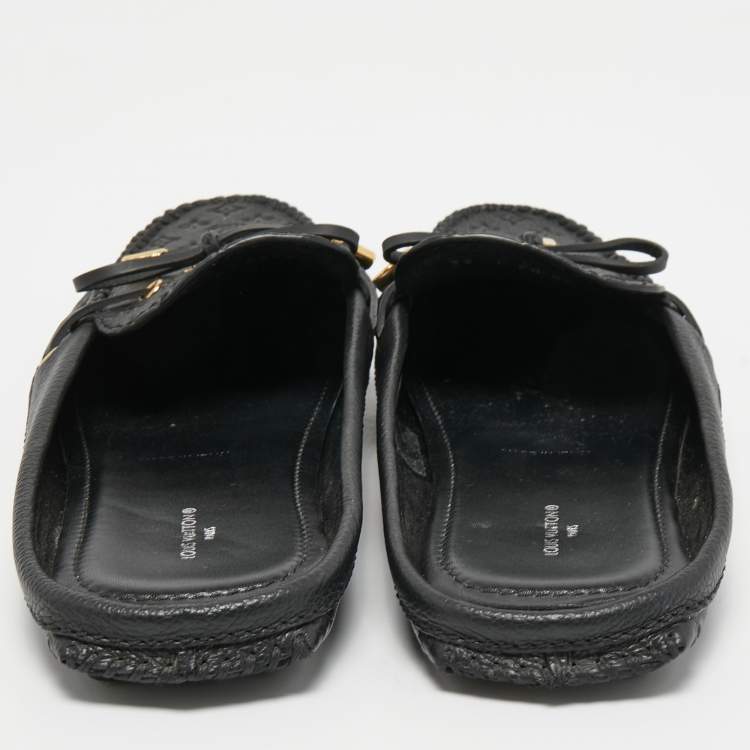 Pre Owned Louis Vuitton Black Leather Gloria Mules Size 39