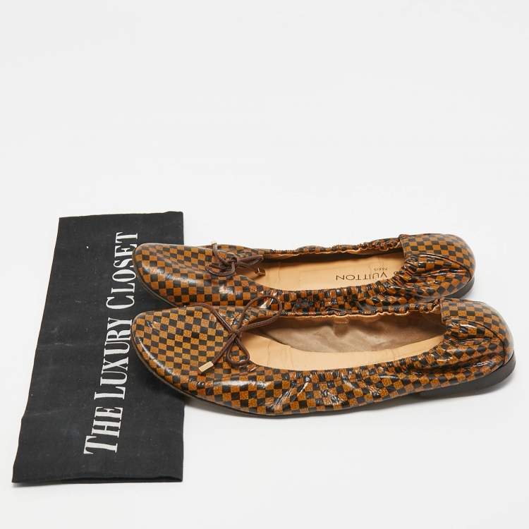 Pre Owned Louis Vuitton Brown Coated Canvas, Ballet Flats Size 37